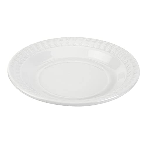 Image of Portmeirion Botanic Garden Harmony 8"/20cm Dessert Side Plate White Set of 4 with Iconic Leaf Border Embossed Around The Perimeter of The Rim