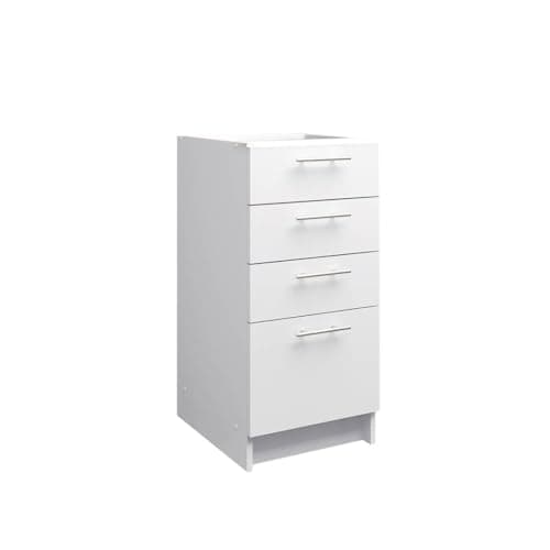 Image of JD Greta Fixed Height 400mm Kitchen Drawer Base Cabinet Floor Unit (Without Worktop) – White Matt