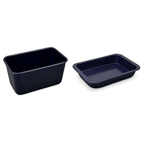 Image of Zyliss E980199 Non-Stick Loaf Tin - 1.5L/2lb - Carbon Steel - Dark Blue - Bread Tin for Baking/Bakeware - Dishwasher Safe - 5 Year Guarantee,Black & E980190 Non-Stick Oven Tray | 30cm x 20cm