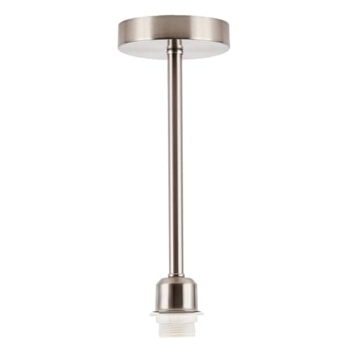 Image of Happy Homewares Classic Brushed Satin Nickel Ceiling Light Fixture to Showcase Lamp Shades | 12cm x 33cm | Suitable for Shades with E27 Lamp Holder