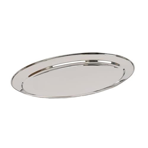 Image of Argon Tableware 40 x 27cm Serving Platter - Stainless Steel Chrome Dinner Tray Oval Plate Large Appetizer Serving Dishes for Party, Events, Table Service, Snack Platters