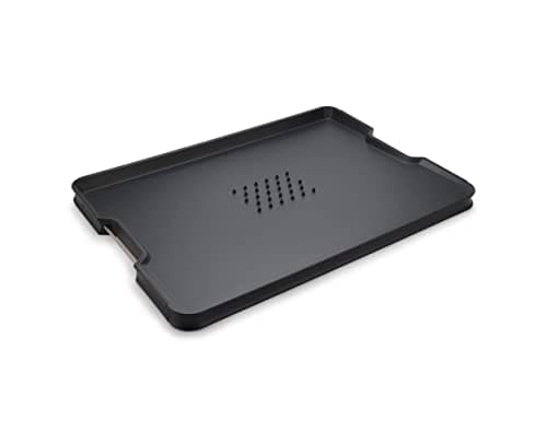 Image of Joseph Joseph Cut&Carve Plus - Non-Slip, Multi-Function, Double-Sided Chopping Board for Food Preparation and Carving- Dishwasher Safe, Large – Black