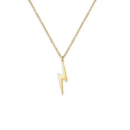Image of Amaxer Minimalist Geometric Pendant Necklace Zig Zag Flash Lightning Bolt Unisex Jewelry Inspirational Gift (gold)