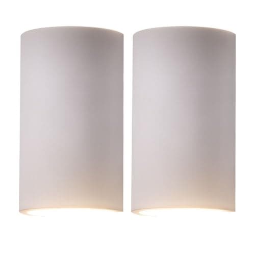 Image of Set of 2 White Plaster Wall Lights, Modern Home Lighting, 2 x GU10 Bulbs Required, LED Compatible, 130mm Width, 220mm Height, 88mm Depth
