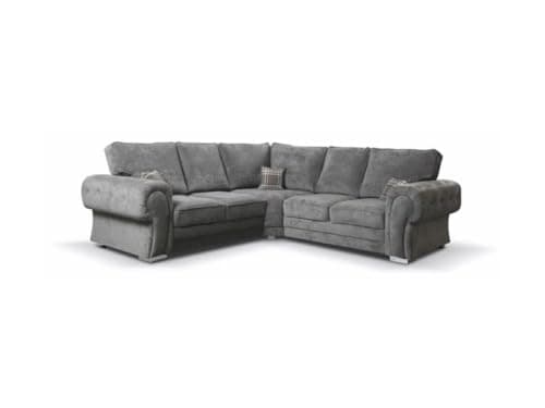 Image of Verona - Sofa - Fullback - Corner Sofa - 3 Seater - 2 Seater - Footstool (Grey, 2C2 Corner)