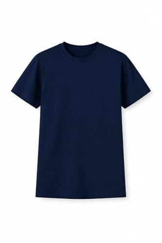 Image of Style Lockers Kids Plain T-Shirt Boys Cotton Crew Neck Short Sleeve School PE Casual Basic Tee Top Navy 5-6 Years