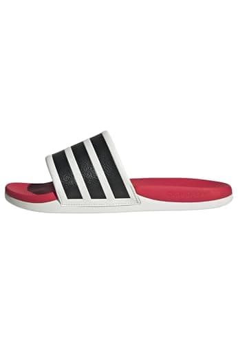 Image of adidas Unisex ADILETTE COMFORT 2.0 SLIDES, crystal white/core black/lucid red, 7 UK
