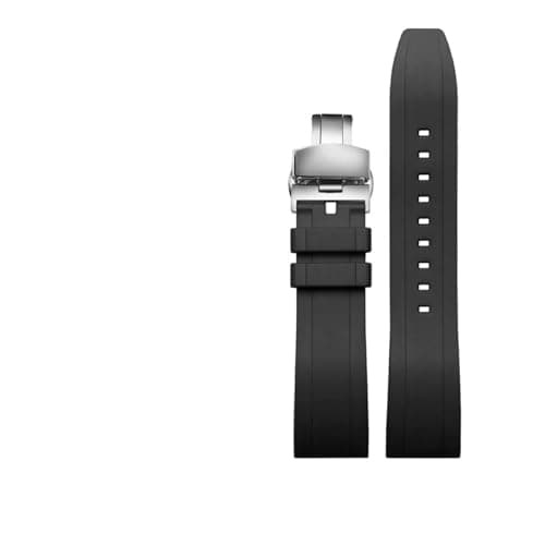 Image of MMXWYKO Compatible With Seiko PROSPEX Panda Chronograph SSC813P1/SSC909P1/SSC817P1 Silicone Rubber Watch Band 20mm(Black -silver,20mm)