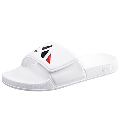 Image of Knixmax Women Sliders Comfort Aqua Slide Sandals Beach & Pool Shoes Adjustable Strap Open Toe Summer Slippers Hook & Loop B White 6.5/7UK - 40/41EU