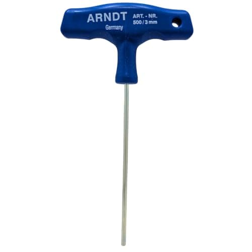 Image of ARNDT Germany 3mm T-Handle Allen Key Hex Key | Chrome Vanadium Steel | Metric Hexagonal Key Tool T-Handle Hex Wrench | Shank Length: 100mm