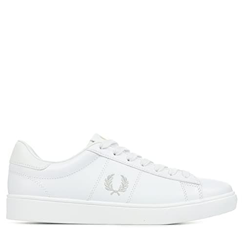 Image of FRED PERRY Spencer Premium Leather Trainers UK 10 White
