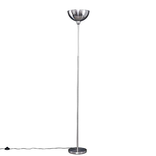 Image of MiniSun | Modern Brushed Chrome Uplighter Floor Lamp with a Bowl Shaped Shade | Floor Lamps & Torchieres, Home Décor, Improvement & Lifestyle Essential