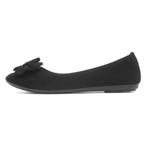 Image of Lilley Womens Black Bow Ballerina Slip On Shoes - Size 8 UK - Black