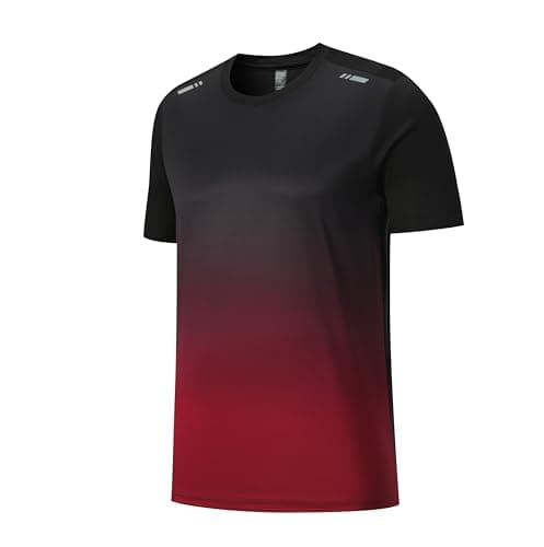 Image of Beuwltpa Men's T-Shirt Quick Dry Gym T Shirt Wicking Athletic Running Tops Short Sleeve Sport Clothes for Men Summer Workout Tee Red