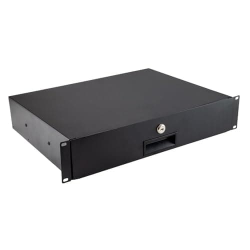 Image of kenable 19 Inch 2U Lockable Rack Mount Drawer with Rear Support Rails 338mm Deep Server Cabinet Storage