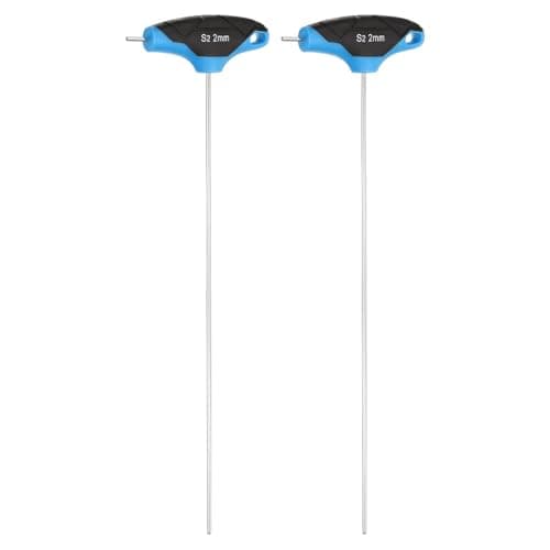 Image of sourcing map 2pcs T-Handle Hex Key Wrench 2mm 240mm Length Extra Long Arm Metric S2 Steel T-Key Inner Hexagon Wrenches Spanner Repair Tool for Automotive Household Maintenance, Blue Black