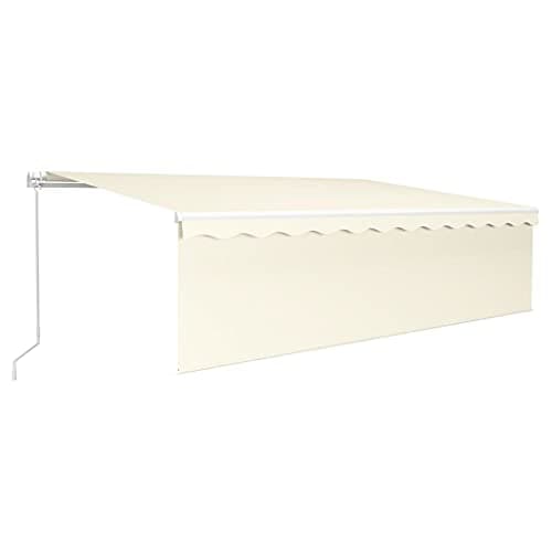 Image of 'vidaXL Manual Retractable Awning with Attached Blind - Cream Coloured, UV and Water-Resistant Polyester with PU Coating, Rust-Resistant Aluminium Frame, 5x3m Patio Awning