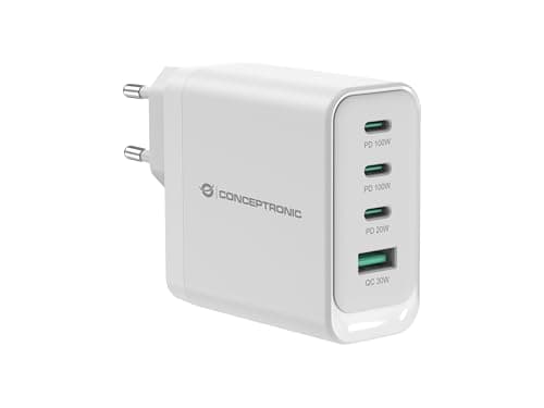 Image of Conceptronic ALTHEA22W100 Universal Mobile Device Charger White Mains Quick Charge Indoor