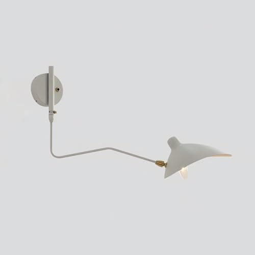 Image of DESHOME Wall Light with Swivel Arm Hardwire White 65cm Industrial Vintage Wall Lamp Indoor Long Wall Light Adjustable Arm, for Living Room, Bedside, Study, Children Room, E27 3000K