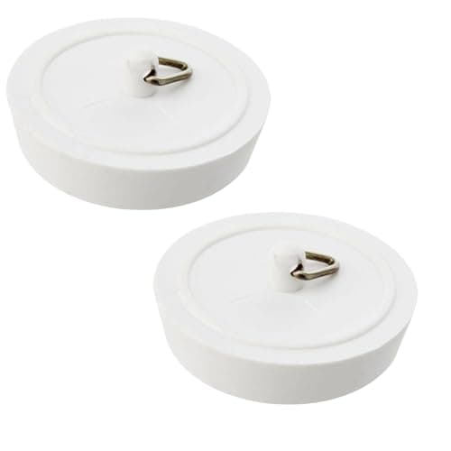 Image of Merriway BH03429 (2 Pcs) 45mm (1.3/4 inch) Basin Bath Plug Stopper White - Pack of 2 Pieces