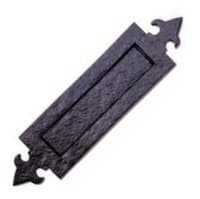 Image of Doorfittings4u Black Antique Malleable Cast Iron Letter Box Plate - Ornate Fleur-De-Lys