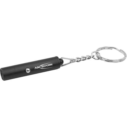 Image of ANSMANN Mini LED Keychain Light [Black] Aluminium Mini Keyring Light Includes 4 x LR41 Coin Cells - 2 Year Warranty, BlackOne