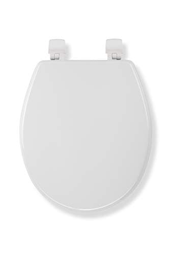 Image of Croydex Sit Tight Collerson Toilet Seat, Wood, Anti Bacterial, White, 46.5 x 36.5 x 6 cm