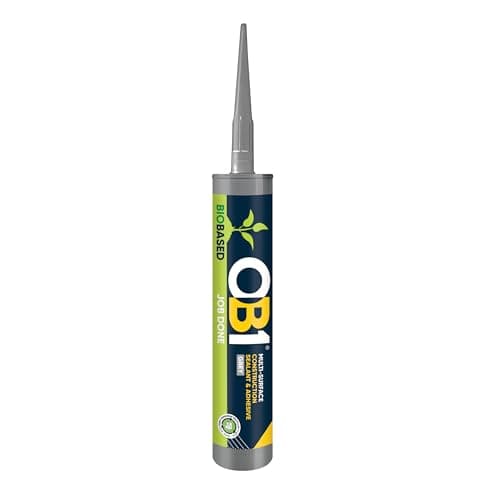Image of OB1 Grey BioBased Multi-Surface Construction Sealant & Adhesive – 46% Bio-Based, Low VOC – Ideal for Sealing, Filling & Sticking – Strong Bond on Wood, Metal, Glass – Durable, Weather & UV Resistant