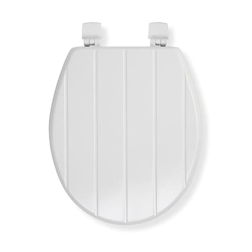 Image of Croydex Windermere Wooden Toilet Seat - No More Movement Grip Pad Hinges, Adjustable Hinges Fit All Standard Toilets, Bottom Fix, Durable Sustainable Wood and Antibacterial Surface (White Wood)