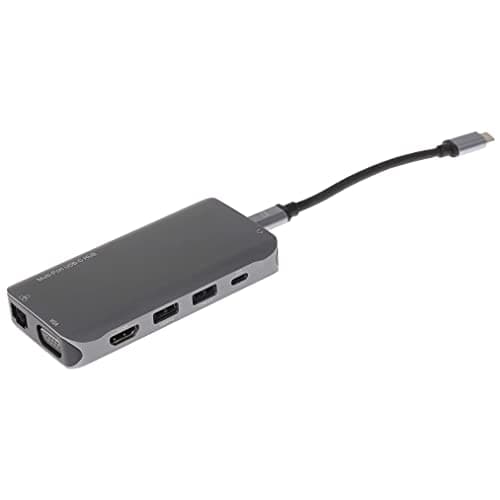 Image of Nikkai USB-C Multiport Hub Adapter, 11-in-1, 3x USB-A 3.0, HDMI 4K, Gigabit RJ45, VGA, USB-C PD, 3.5mm Audio, SD Card Reader for MacBook, Dell XPS, Lenovo ThinkPad and More