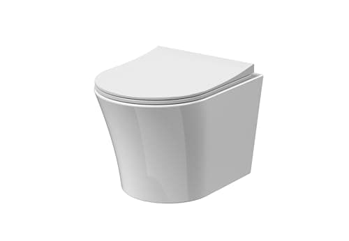 Image of nuie NCG341 Freya Modern Bathroom Wall Hung Toilet Pan and Soft Close Seat, 365 x 363 x 475mm, White