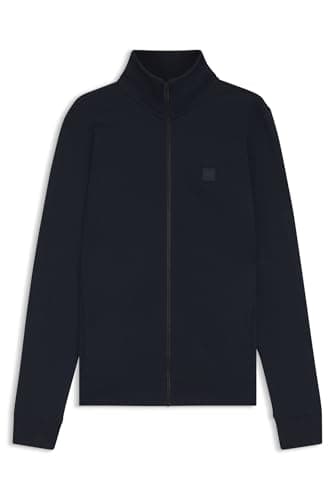 Image of BOSS Mens Zestart Zip-up jacket in cotton terry with logo badge