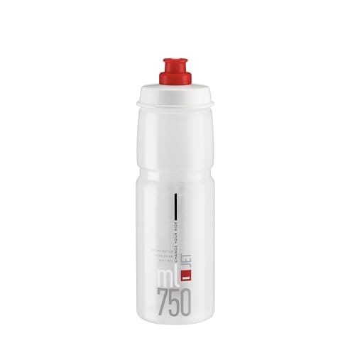 Image of ELITE Jet Eco Water Bottle Clear Red Logo – Sustainable Cycling Bottle with Eco-Design Technology – Lightweight & BPA-Free – 750ml – For Road Bike, MTB & Gravel Cycling
