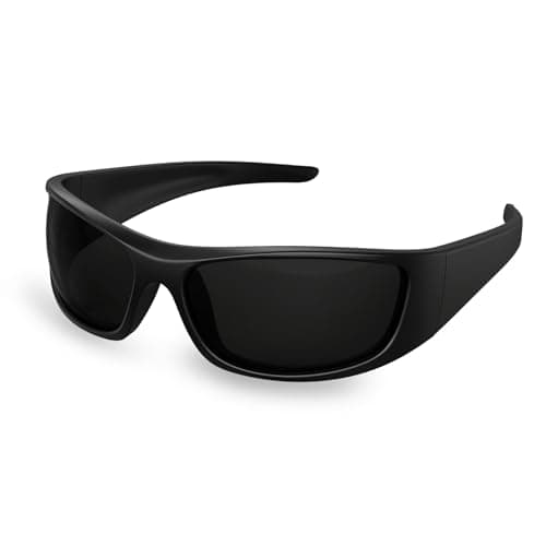 Image of Bloomoak Super Dark Lens Black Polarized Sunglasses | Wrap Around Sport Sunglasses Unisex | UV400 | CAT 4 | For photophobia(Sensitive Eyes)