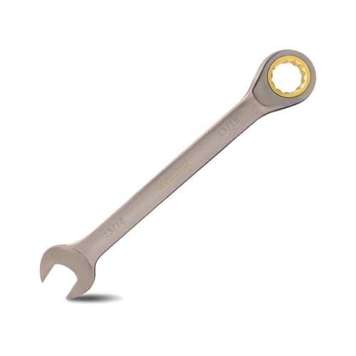 Image of Meccion Combination Wrench 13/16 Inch SAE Open End Ratcheting Wrench - Industrial Grade Gear Spanner with Grey Nickle Plated