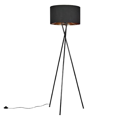 Image of MiniSun | Modern Gloss Black Metal Floor Lamp with a Black/Gold Drum Shade | Floor Lamps & Torchieres, Home Décor & Improvement Essential