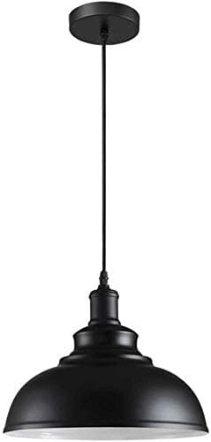 Image of LEDSone Pendant Light Fitting Industrial 95cm Height Adjustable Metal E27 Holder Ceiling Hanging Pendant Lighting for Living Room Bed Room Dining Room Kitchen Hall Ways (Black Inner White)