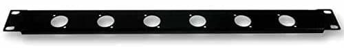 Image of PRO SIGNAL 1U 19" Steel Rack Panel – Pre-Punched for 6x XLR D-Type Connectors – Black, Unloaded – PSG03788