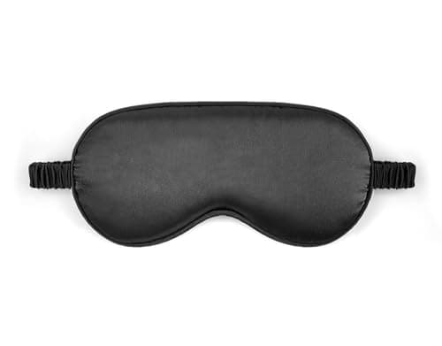 Image of Sleep Mask Silk Eye Mask for Sleeping, Blackout Anti-Allergy Silk Eye Mask with Elastic Strap for Night,Travel,Nap,Meditation (Black)