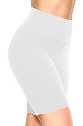 Image of TNNZEET Cycling Shorts Women High Waisted Ladies Cycle Leggings for Gym Biker Running （White,S-M）