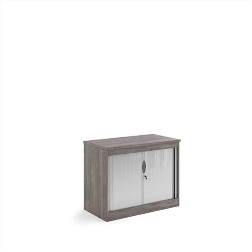 Image of Mr Office Systems horizontal tambour door cupboard - 800mm high, Grey oak