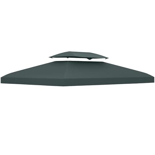 Image of Outsunny 3x4m Gazebo Canopy Replacement, 2 Tier Top Roof UV Cover Garden Patio Outdoor Sun Awning Shelters, Grey (TOP COVER ONLY)