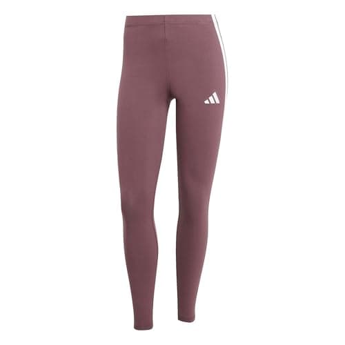 Image of adidas Women's ESSENTIALS 3-STRIPES COTTON LEGGINGS, aurora ruby/white, S