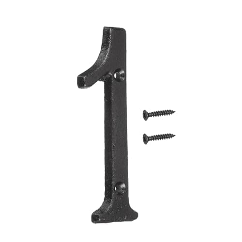 Image of sourcing map House Numbers and Letters, 145mm Cast Iron Metal Vintage Address Numbers for Outside, Solid House Number with Screws for Apartment Office Hotel Room Signs(Number 1)
