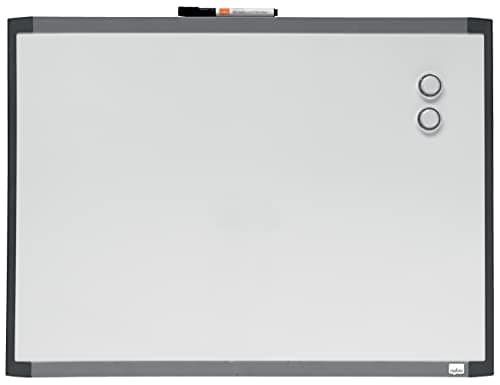Image of Nobo Small Magnetic Whiteboard, Assorted Two Tone Trim, Dry Wipe, Easy Clean, Wall Mountable, Integrated Pen Clip, Home and Office, 585 x 430 mm, 1903772