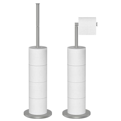 Image of Vinsani Freestanding Toilet Roll Holder Bathroom Stand Paper Roll Holder Heavy Base Stainless Steel Free Standing Storage Dispenser Holds 5 Rolls Anti-Rust Pedestal for Toilet Bathroom (Grey)