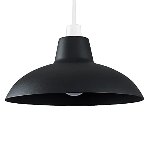Image of MiniSun | Retro Style Matt Black Metal Ceiling Light Shade | Pendant Lights, Home Décor & Improvement Essential | Includes 10W LED Bulb [3000K Warm White] | 28.8cm Shade Width