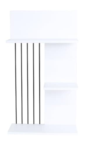 Image of Optimal Products 3 Tier Wooden Wall Shelf Home Office Storage Shelving Unit Shelves Bookcase Tidy UK (White)