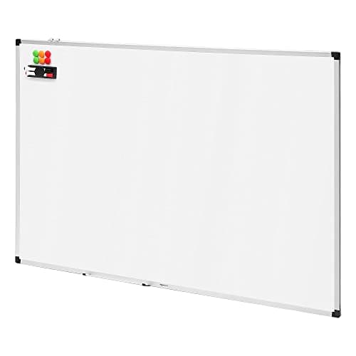 Image of Amazon Basics Magnetic Dry Wipe Whiteboard with Pen Tray, Dry Erase, Aluminum Frame, Magnetic Bulletin Board, Wall Mount, for Home, Office, School, 150 x 100 cm