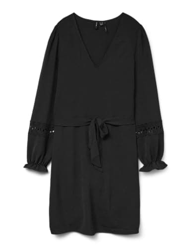 Image of VERO MODA Vmalva Lace Ls Short Dress WVN Ga Boo, Black, M